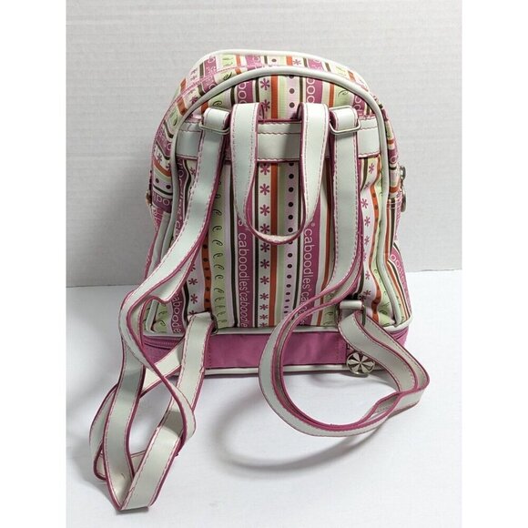 Caboodles Mini Backpack Pink Striped Tote Makeup Organizer Toiletry Mirror Zip - Picture 2 of 7